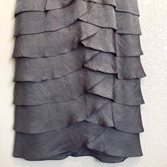 Adrianna Papell dark champagne dress shimmer tiered shutter pleated dress size 4 - Picture 6 of 9